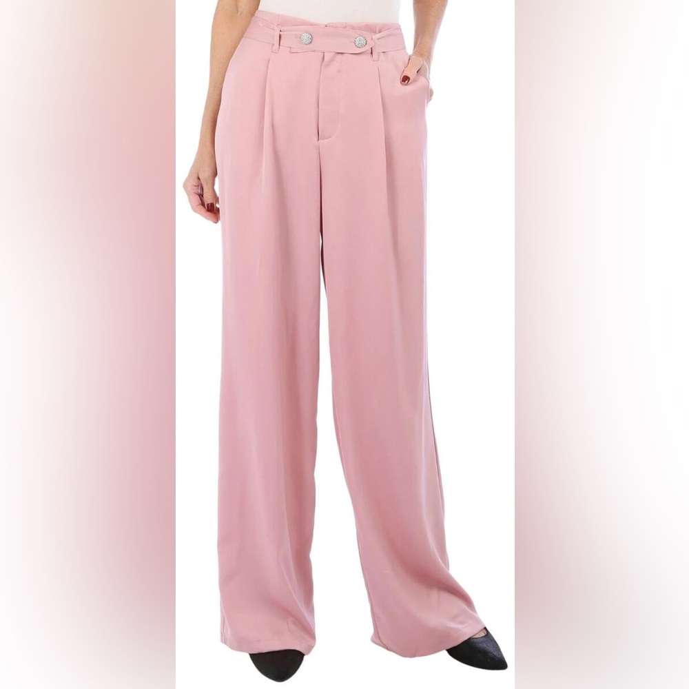 Chic Pink Women's Wide-Leg Trousers